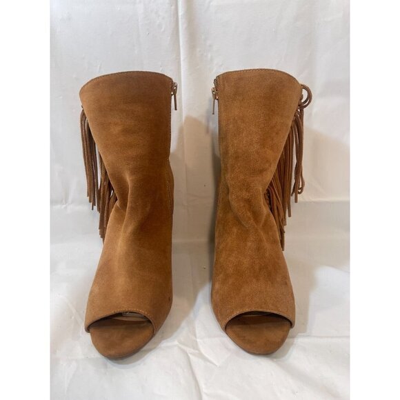 Gianni BINI RENNY Fringe  Ankle Boots Womens  SUEDE Peep Toe SIZE 7.5 - Picture 11 of 16